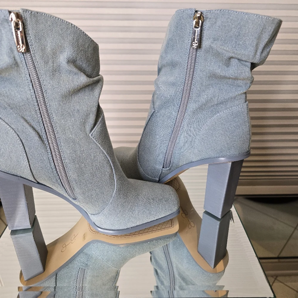 JESSICA SIMPSON MEDIUM BLUE WASH DENIM BOOTS SIZE 7 1/2 M  STYLE - JS-ARRLA - Picture 3 of 12